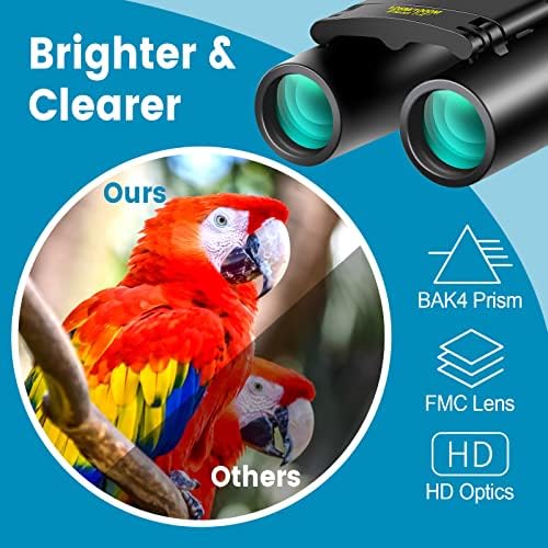 12X25 Mini Pocket Binoculars Compact, Small Lightweight Foldable for Adults Kids Bird Watching, Travel, Opera Concert, Hiking, Cruise, Football Game Green