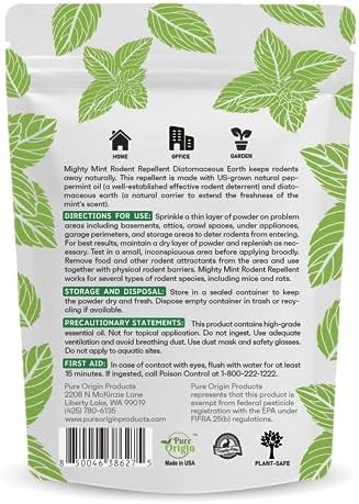 Mighty Mint Rodent Repellent, Diatomaceous Earth Peppermint Pest Powder, 1 lb