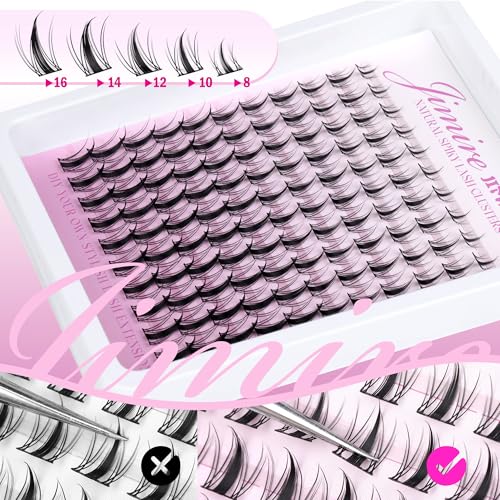 Fairy Lash Clusters Natural Look Manga Eyelash Clusters Wispy D Curl Cluster Eyelash Extensions 110 Pcs 8-16MM Wispy Individual Lashes Wet-Look Lash Extension with Invisible Lash Band
