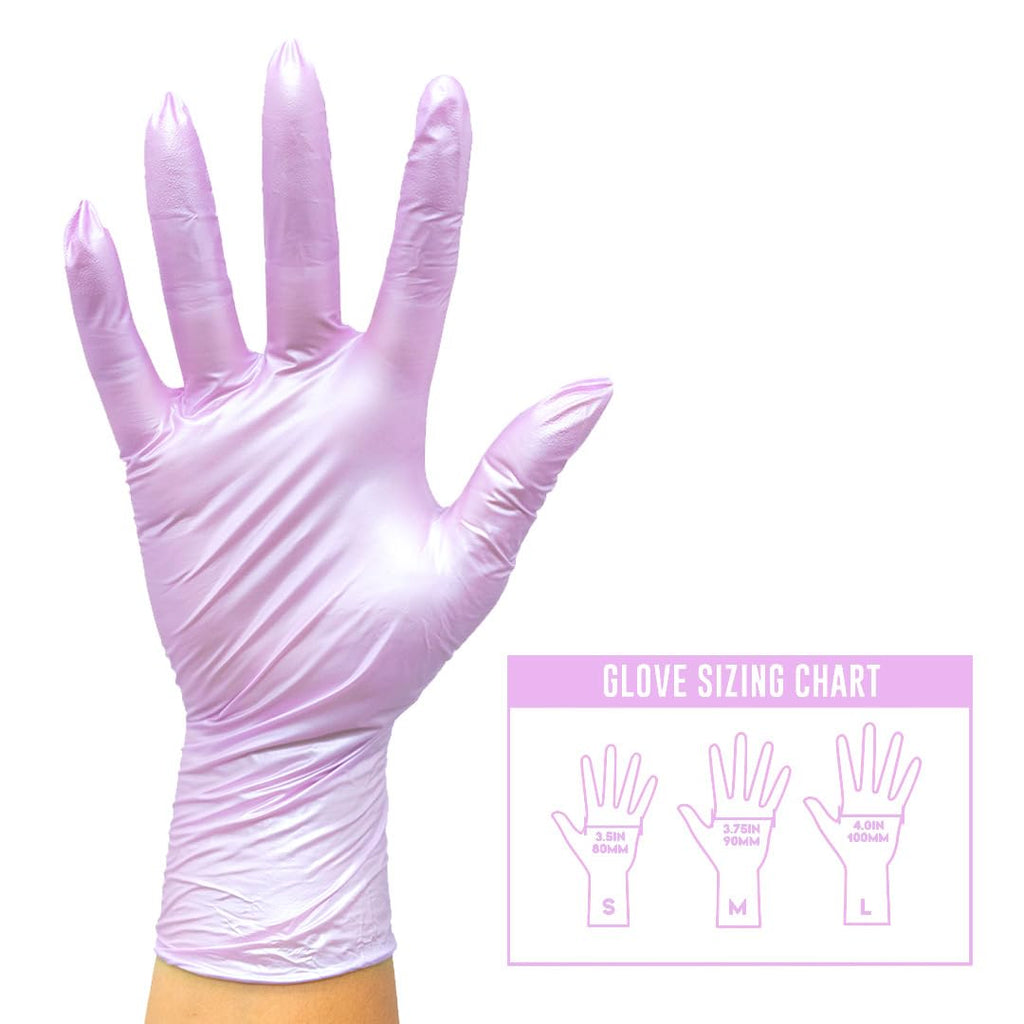 Colortrak Disposable Nitrile Gloves, Pink, Luminous Collection Lilac Frost Latex-Free, Powder-Free Hair Color Gloves for Chemical Processing & Salon Services, 100 Count, Medium