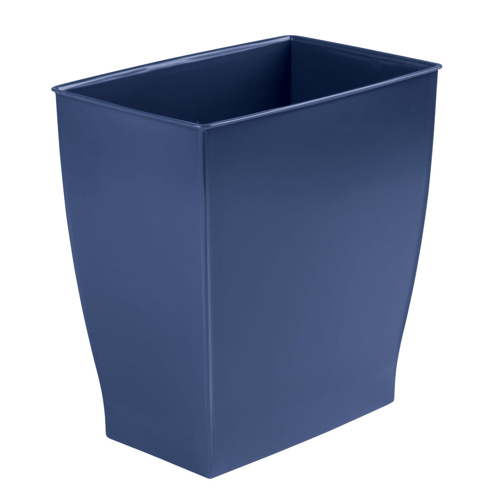 iDesign Small Plastic Bathroom Trash Can, Navy Blue
