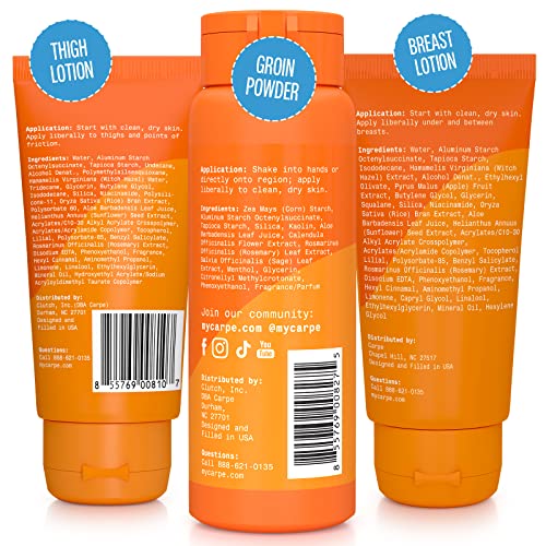 Carpe Women's Sweat Bundle Deal (1x Breast Sweat Absorbing Lotion, 1x Thigh Chafe Lotion, 1x Groin Powder) Women's Deodorant - Helps Absorb Excessive Sweat w/ Odor Protection for Sensitive Lady Parts