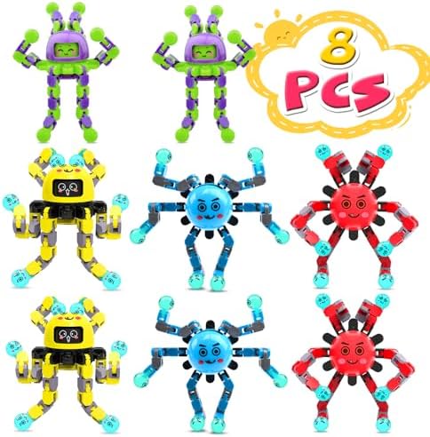 Transformable Fidget Spinner Toys for Kids and Adults,8 PCS Finger Sensory Toy for Teens with Autism ADHD Anxiety Relief,Birthdays Gifts Party Favors for Boys Girl Travel Stocking Stuffers