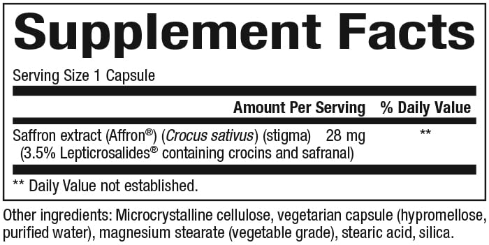 Natural Factors Stress-Relax Affron Saffron Extract 28 mg, 30 Vegetarian Capsules