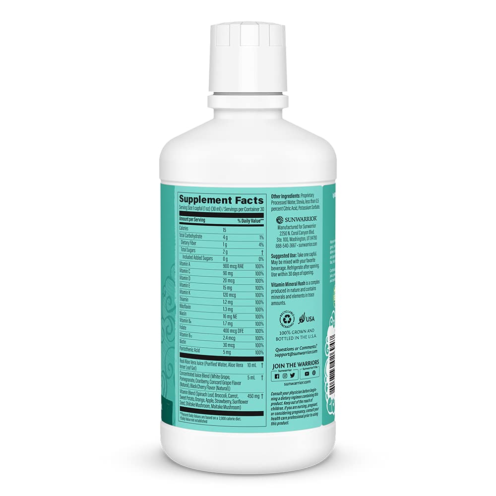 Sunwarrior Liquid Multivitamin Supplements & Minerals Vegan Plant-Based with Aloe Vera for Men and Women | Energy & Immune Support Gluten Sugar Dairy Free | 30 Fl Oz