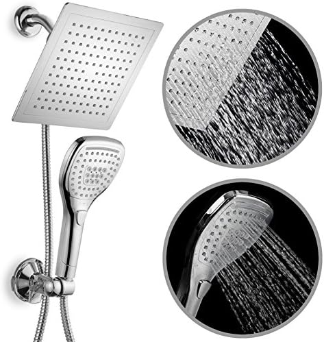 Dream Spa Ultra-Luxury 9" Rainfall Shower Head/Handheld Combo. Convenient Push-Button Flow Control Button for easy one-handed operation. Switch flow settings with the same hand! Premium Chrome