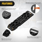 Nilight Recovery Off-Road Traction Boards with Jack Lift Base Emergency Tire Ladder Mats for 4WD 4X4 Mud Sand Snow with 2PCS Mounting kit Carry Bag 2 leashes (Black)