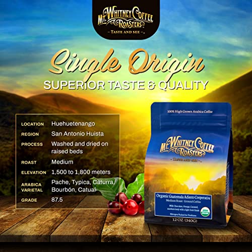 Mt. Whitney Guatemala Adiesto Cooperative Organic, Low Acid Coffee - Ground Coffee (Ground, 12oz)