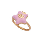 Alex and Ani Polly Pocket™ Locket Ring - Pink Star-Shaped Top with 'Tiny and Cute' Quote, Pastel Enamel Gold Finish Nickel-Free, Ideal for Polly Pocket™ Fans