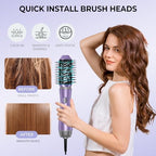 6 in 1 Blow Dryer Brush, Detachable Hair Dryer Brush Air Curler Air Styler Wrap, Curly Twist Hot Air BrushCurling Iron Brush, Blow Dryer Hot Brush Styler Negative Ion, Travel Hair Styling Tool