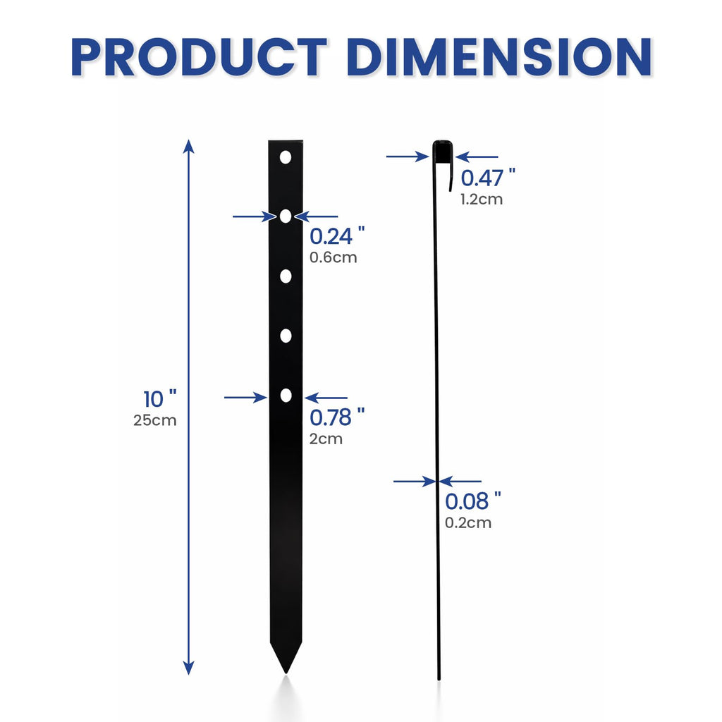 Yeahjiae 10 Inch 20-Pack Metal Landscape Edging Stakes, Heavy Duty Steel
