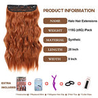 Halo Hair Extensions 20 Inch Invisible Wire Hair Extensions Adjustable Long Wavy Hair Extensions Synthetic Upgrade 4 Secure Clips in Hairpieces 20 Inch,Copper