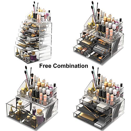 READAEER Makeup Cosmetic Organizer Storage Drawers Display Boxes Case with 12 Drawers(Clear)