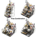 READAEER Makeup Cosmetic Organizer Storage Drawers Display Boxes Case with 12 Drawers(Clear)