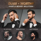 Bossman Hair & Beard Pomade - All Day Hold, Control and Moisturizing Hair, Beard and Moustache Styling Product - Natural Strong Hold Pomade - Made in USA (Royal Oud Scent)