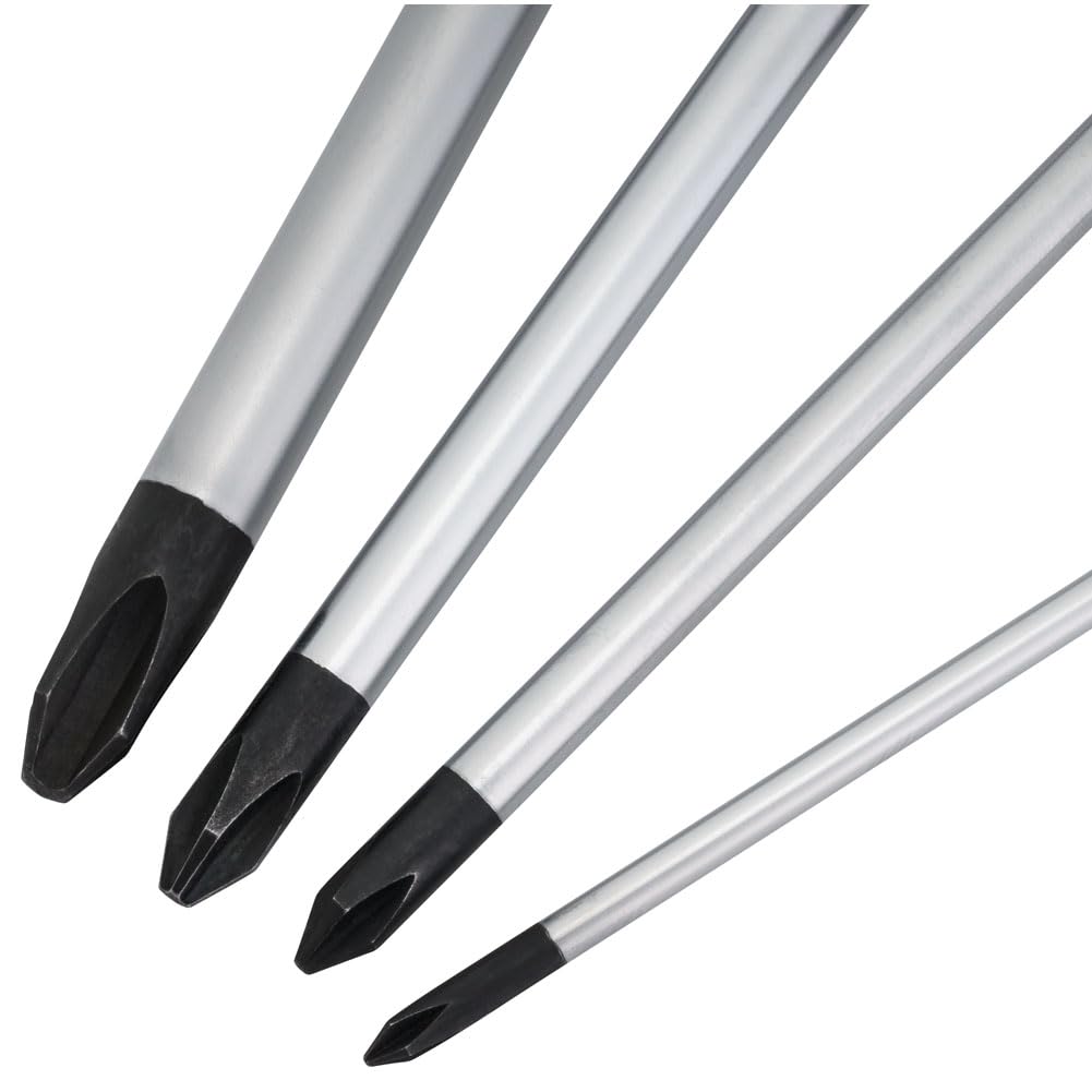 TUSK JIS Screwdriver Set 4 piece #0, #1, #2, #3 - Magnetic Tips and Molded Ergonomic Grips