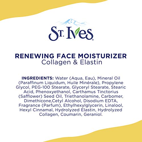 St. Ives Face Moisturizer Cream, Collagen and Elastin, Renewing Facial Moisturizer for Women, Paraben Free, Dermatologist Tested Daily Moisturizing for Dry Skin Cruelty Free, 10 oz, 4 Pack
