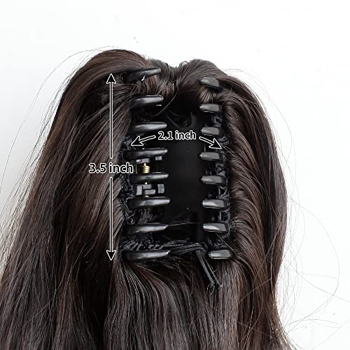 Pony Tails for Women Claw Clip Ponytail Extension Wavy 20" Synthetic Clips in Ponytails Hair Extensions Wigs Fluffy Hairpieces for Wedding Party Daily Use 6 Oz Darkest Brown