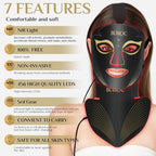 Red Light Therapy Mask Set, Five-Level Brightness Adjustment for Face and Neck, 630nm Infrared Light + 850nm Near-Infrared Light Mask Phototherapy, Portable Mask with Power Storage, Black