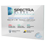 Spectra Glass Clear Polycarbonate Rolled Plastic Sheet. Stronger Than Plexiglass Sheets. UV, Impact, Weather Resistant. Sizes Nominal Cut Within +-1/8". Made in USA. 24" x 96" (1/16" Thick)
