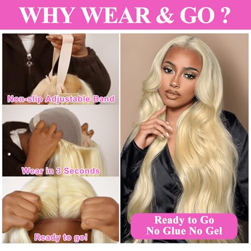 Blonde Lace Front Wigs Human Hair 200% Density Blonde Wear And Go Glueless Wigs Human Hair Pre Cut 7x5 Hd Blonde Wig Human Hair Glueless Body Wave For Women (613 Lace Front Wig Human Hair 26 Inch)