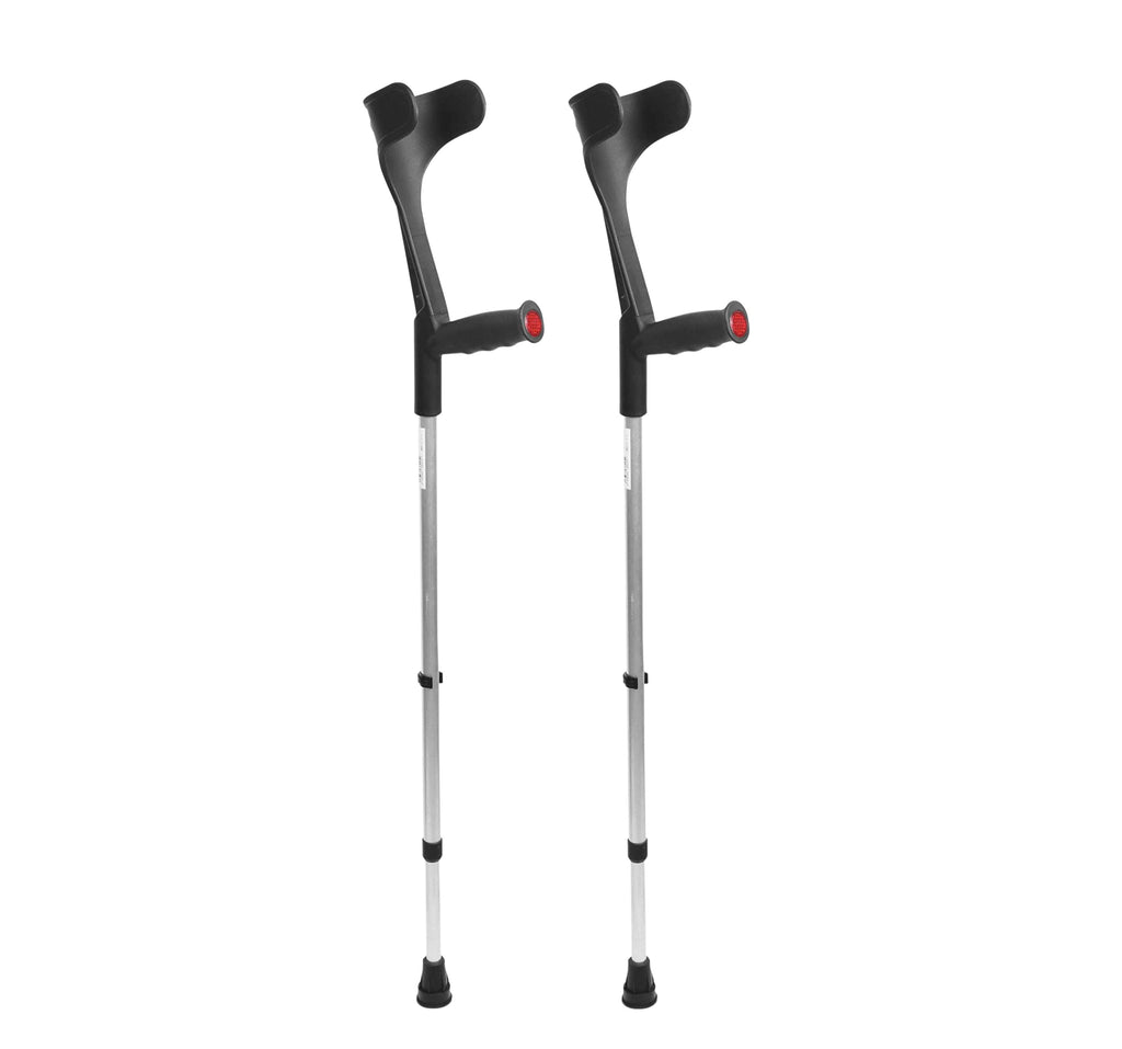 PEPE Mobility Forearm Crutches for Adults (x2 Units) Open Cuff, Adjustable Height, Aluminium, Lightweight Elbow Crutches, Black, Made in Europe