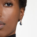 Swarovski Sublima drop earrings, Asymmetrical design, Moon, Multicolored, Rose gold-tone Finished