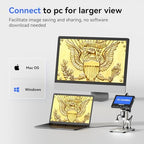 TOMLOV 1000X Coin Microscope with 4.3" Screen, Digital Microscope Magnifier with LED Lights, Metal Stand, PC View, Photo/Video, 32GB SD Card, Windows, macOS Compatible, DM4S
