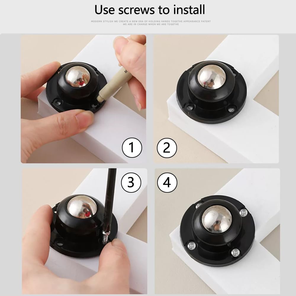 Dear Self Adhesive Caster Wheels for Furniture, Storage Box, Trash Can - Stainless Steel Universal Pulley 360 Degree Rotating Swivel Wheels - 0.8 Inch Low Profile - White - 12 Pack