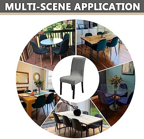 OQHAIR Velvet Dining Room Chair Covers Set of 4 Stretch Velvet Dining Chair Protector Armless Chair Cover for Dining Room Kitchen -Wine red-Set of 8