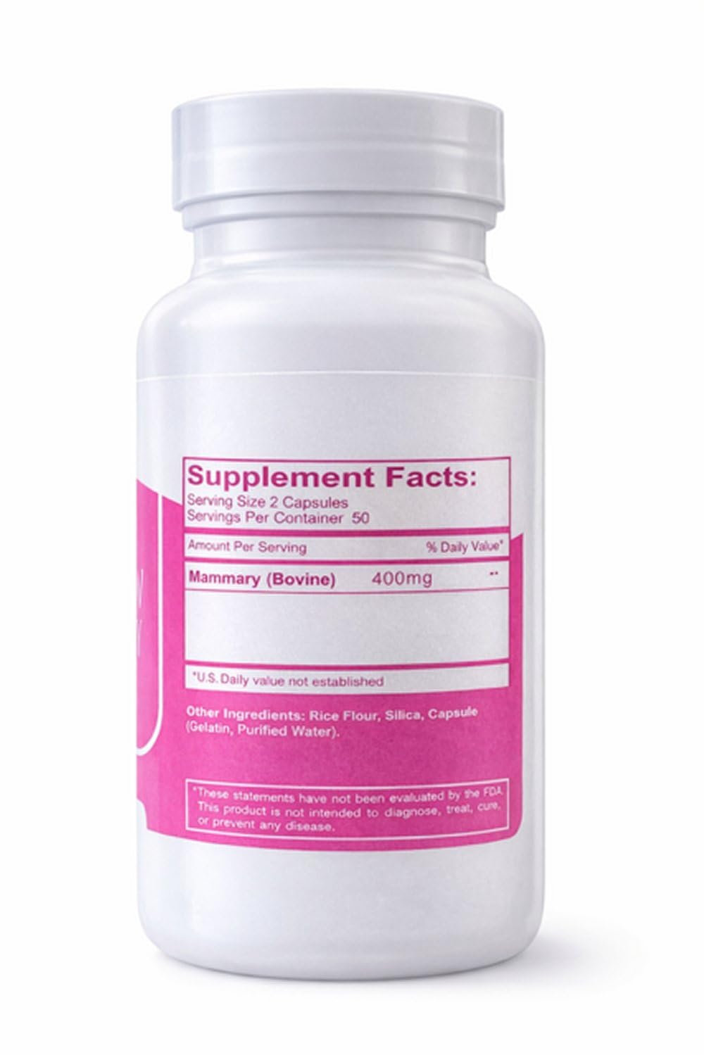 Super R Mammary Glandular Supplement – Bovine Mammary Tissue 400 mg Per Serving, Non-Hormonal Breast Support Formula, 100 Capsules, Made in USA