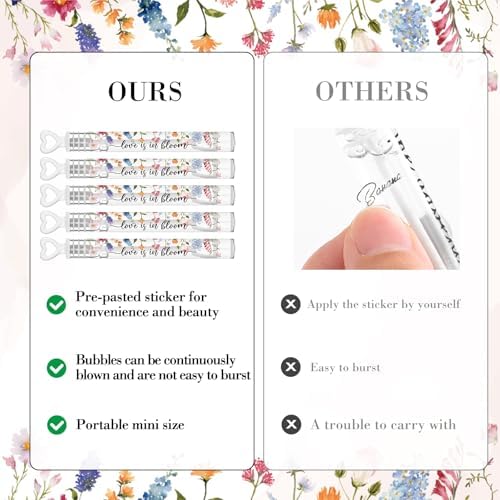 120 Count Wedding Mini Bubble for a Wedding Wands Bulk Heart Bubble Wand for Guests Send Off Party Supplies Valentine Anniversaries Celebration (Wild Flower)