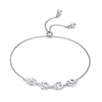 BISAER 925 Sterling Silver Cat Dog Paw Print Charm Bracelet for Women