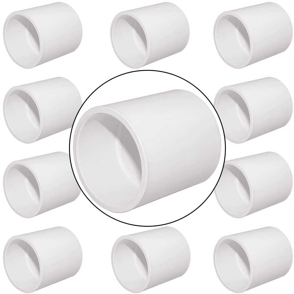 Fitvell 10PCS 1" PVC Pipe Fitting Coupling Connector Adapter Pipe Fitting Slip (Socket x Socket) Schedule 40 White Color