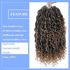 6packs Curly Faux Locs Crochet Hair 14 Inch Ombre Blonde River Goddess Locs Crochet Braids for Black Women Boho Styles Pre Loop Crochet Locs with Curly Hair in Middle Synthetic Bohemian Curls #T27