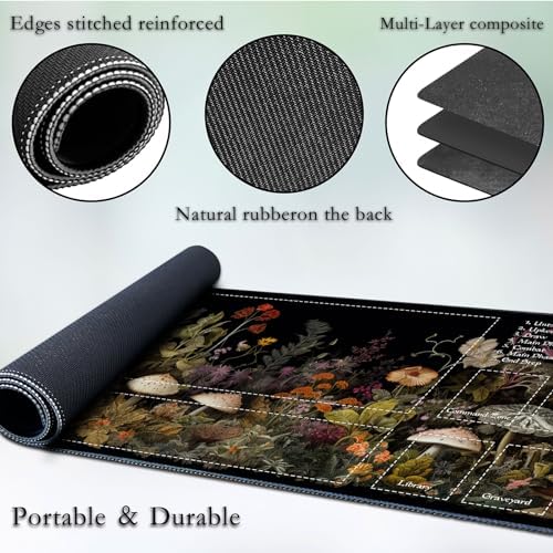 Magic TCG Rubber Playmat - Tabletop Card Playmat with Smooth Surface, Inked Game Mat with Zones, Battle Game, Wildflower Mushroom