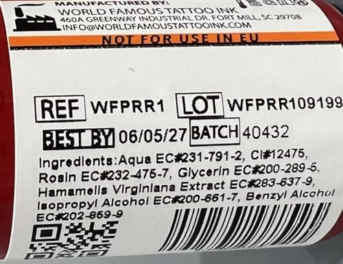 World Famous Tattoo Ink - Sailor Jerry Red Tattoo Ink - Professional Tattoo Ink & Tattoo Supplies - Skin-Safe Permanent Tattooing in Bold Shades - Vegan & Non-Toxic (1 oz)