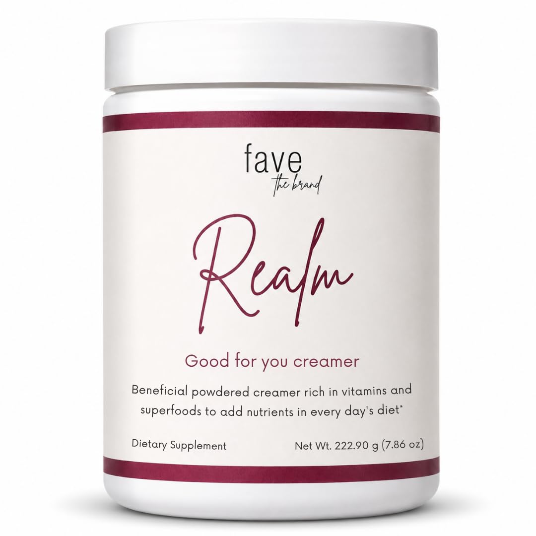 Fave the Brand Realm Functional Coffee Creamer Powder | L-Theanine, Magnesium & Hyaluronic Acid | Calm Energy, Hydration & Beauty Support | Daily Wellness Creamer