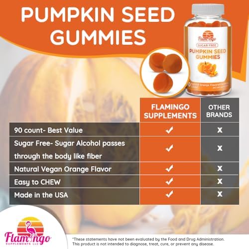 Pumpkin Seed Oil Gummies Sugar-Free Naturally Flavored- Pumpkin Seed Oil for Hair Growth, Bladder, Urinary Tract Support, Young Skin Supplement - Vegan, Halal Pumpkin Seed Extract- 90 Count
