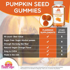 Pumpkin Seed Oil Gummies Sugar-Free Naturally Flavored- Pumpkin Seed Oil for Hair Growth, Bladder, Urinary Tract Support, Young Skin Supplement - Vegan, Halal Pumpkin Seed Extract- 90 Count