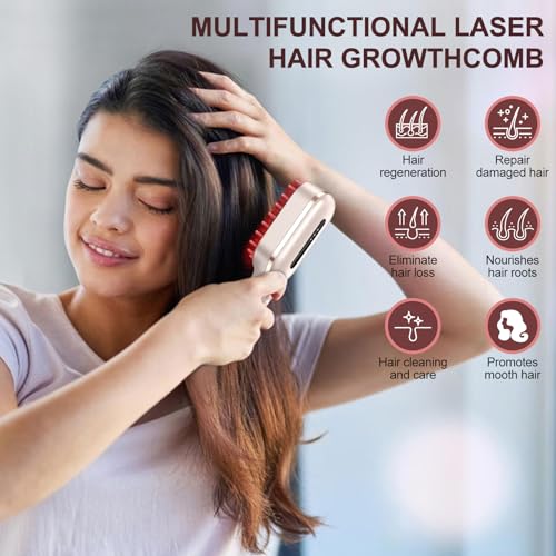 Laser Therapy Hair Growth Comb,FDA Cleared laser comb for hair growth,Red Light Electric Scalp Massager (Pink)