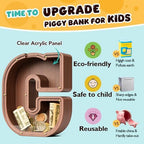 Summidate Wooden Letter Piggy Bank, Extra Thick Large Capacity Piggy Bank for Kids Boys Girls Toddler, Alphabet C Money Bank| Coin Box Birthday, Christmas, Festival