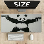 Playmats for Magic: The Gathering MTG Card Game Mat Plus 50 Pcs Card Sleeves, 24 x 14 inch TCG Mat with Stitched Edge for Commander Deck Duskmourn Board Game, Panda with Guns