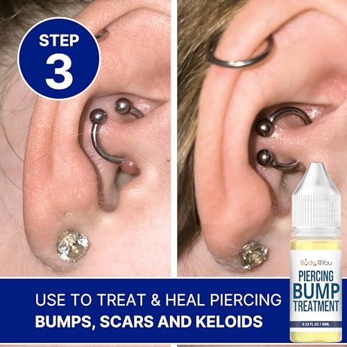 BodyJ4You Piercing Aftercare Spray Keloid Bump Removal Piercing Hole Cleaner - Earring Hole Cleaner Piercing Floss Ear Hole Cleaner - Natural Saline Wound Wash - Pierced Ears Nose Cleaning Kit