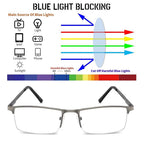 Ryegis Half Frame Progressive Multifocus Reading Glasses Anti Blue Light,Semi Rimless Readers For Men