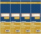 Adams 1-Part Gift Certificates with Stub 3-1/4" x 7-13/16", (4)
