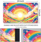 MTG Playmat with Zones Magic Card Playmat Game Mat,TCG & CCG Card Games Mat with Free Storage Bags Size 24 x 14 Inches (with Zones,Sun3)