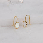 Created Opal Earrings for Women 14K Gold Plated - White Dangles for Brides