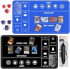 Card Game Playmats MTG Playmat for Beginner 2 Pack with Dices, Magic Mat Commander Deck Card Playmat for TCG MTG Accessories Play Mat 24x14 Inches Duel Card Battles, Black/Blue