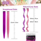 32 PCS Colored Clip in Hair Extensions, BEAHOT 16-21Inch Rainbow Long Curly Wavy Hairpieces Clip in Synthetic, Halloween Cosplay Dress Up Fashion Party Christmas New Year Gift for Women Kids Girls